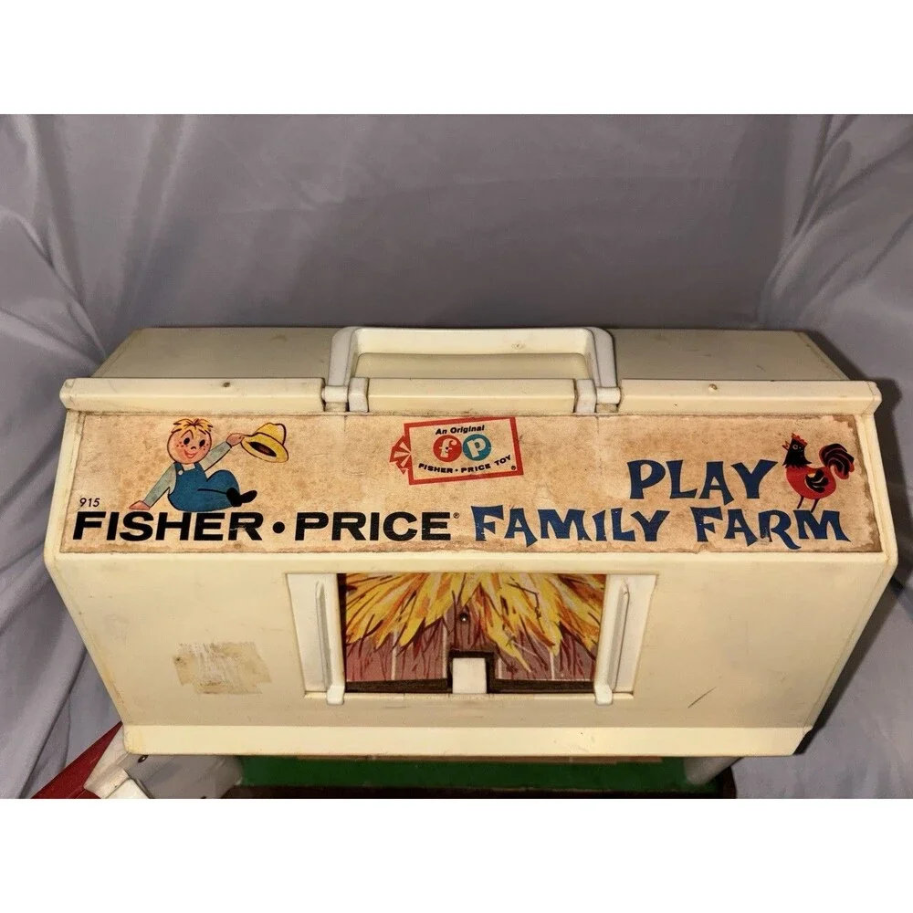 Vintage Fisher Price Little People Play Family Farm Barn Moo Wrks 1967 W Cow
